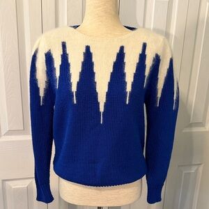 VINTAGE Angenie Sweater L Angora Fuzzy Shoulder Pads 80s 90s Sz L